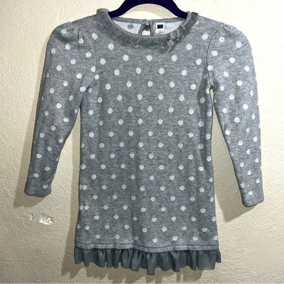Janie and Jack Girls 6 Gray Polkadot Sweater Dress - Picture 1 of 2